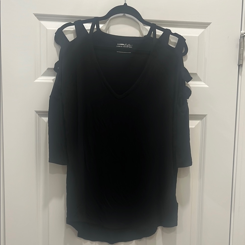 Express Cold Shoulder Black Top
